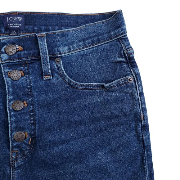 J. Crew 9" Mid-Rise Skinny Jean in Signature Stretch Button Fly MD883 Size 28 - Picture 4 of 16